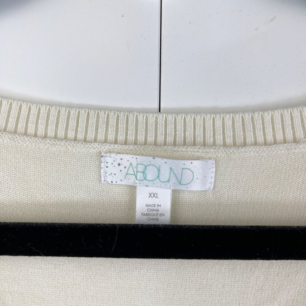 Abound Off White Basic V-Neck Long Sleeve Pullover Knit Sweater Size XXL - Picture 5 of 9